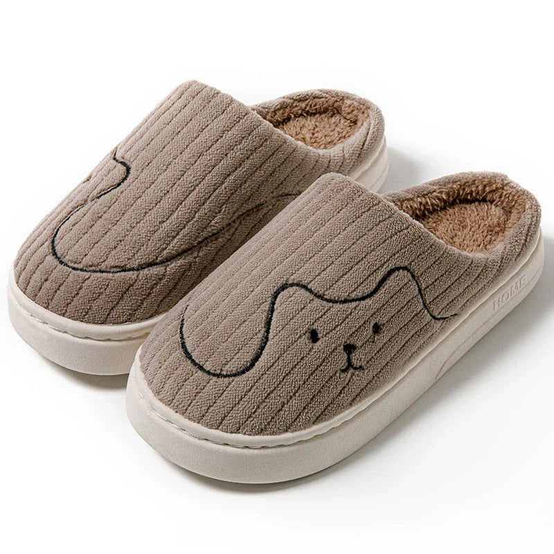 Comfy cat-themed slippers with plush material, striped pattern, and variety of color options