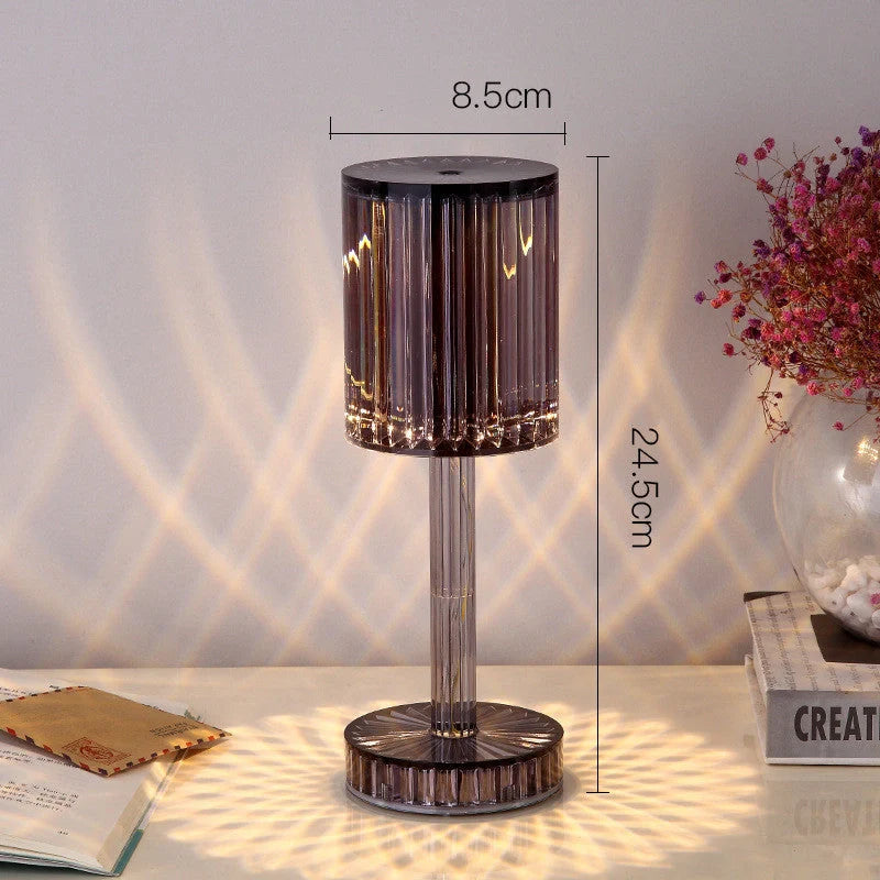 Elegant crystal table lamp with dimmable LED and touch control for home and hotel decor