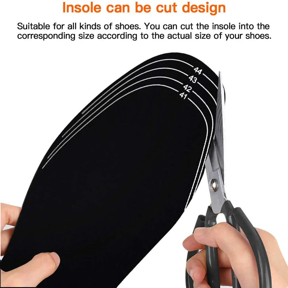 USB heated insoles for boots and sneakers with customisable fit and even heat distribution