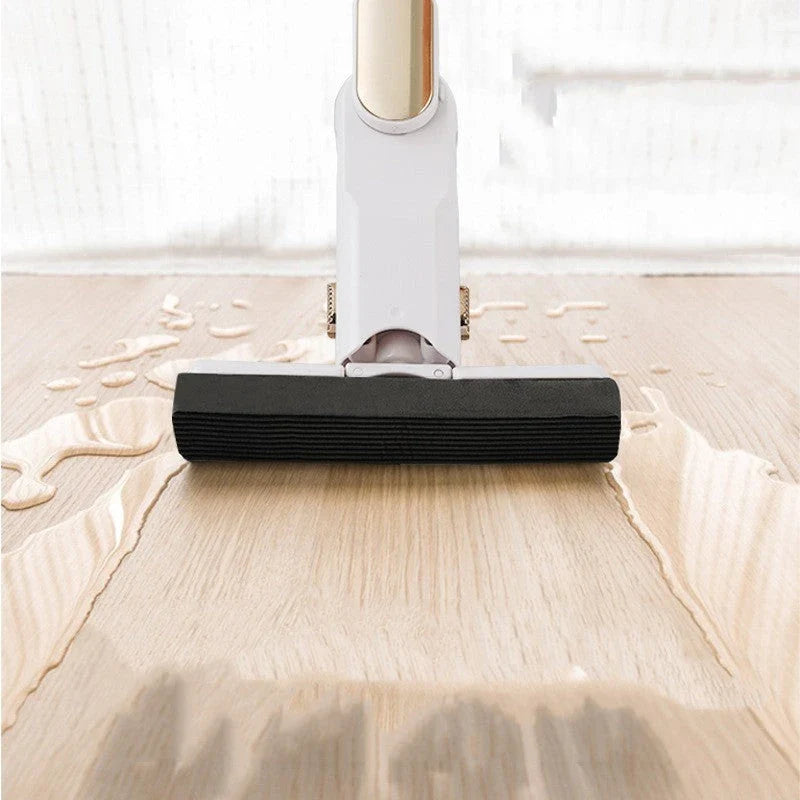 Hands-free floor cleaning mop with absorbent cotton heads for efficient and eco-friendly floor cleaning