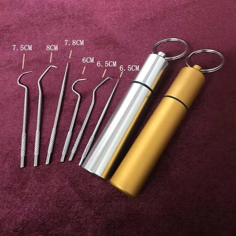Premium Stainless Steel Toothpick Set with Short and Long Picks for Portable Dental Cleaning