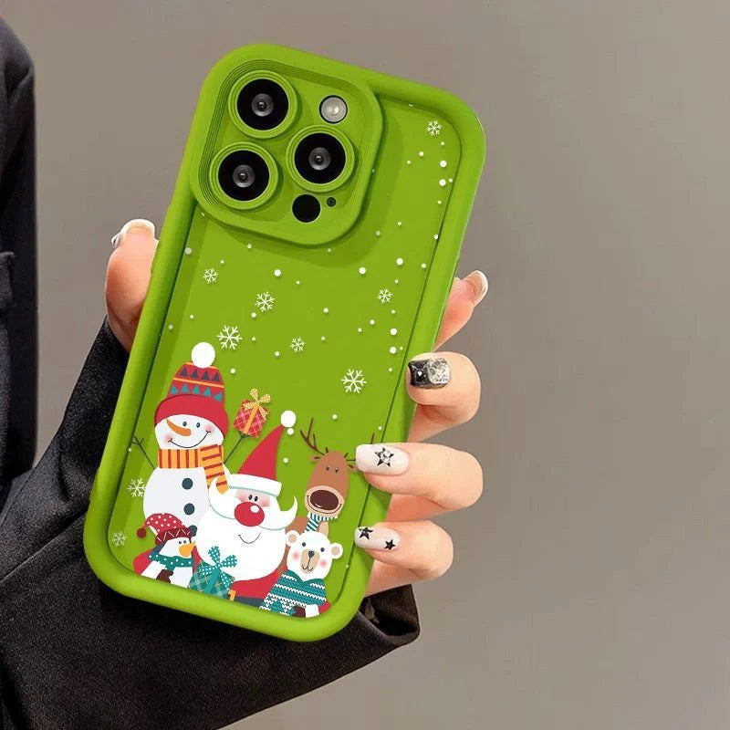 Santa Claus themed frosted shockproof silicone iPhone case in multiple colours