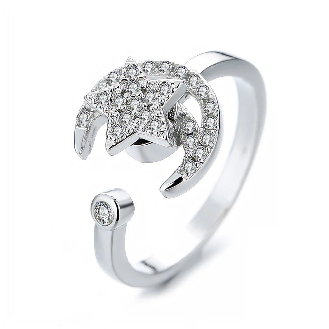 Adjustable rotatable butterfly ring for women with zircon inlay, available in multiple designs