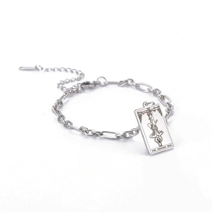 12 Tarot Card Series Fashion Trend Long Oval Link Chain Bracelet in gold and silver finishes