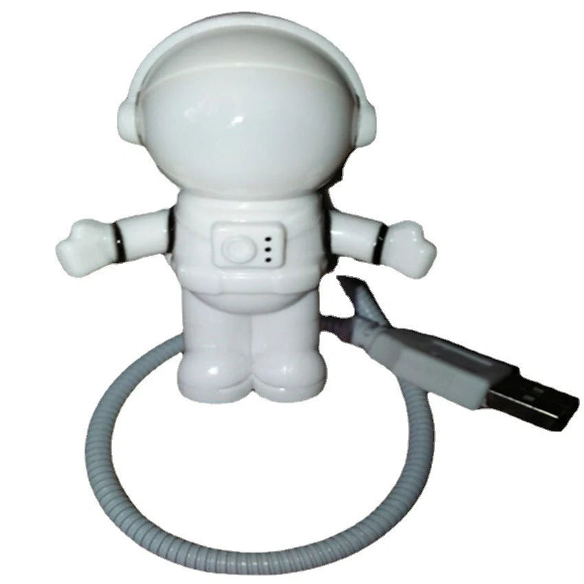 USB Astronaut LED Night Light with flying saucer design, white color, compact size