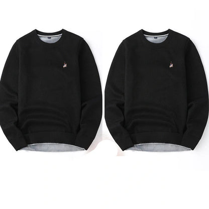 Men's navy blue velvet thickened winter sweater, regular fit, 100% polyester