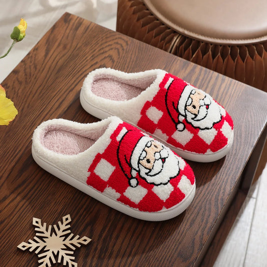 Cosy Christmas tartan slippers with plush, snuggly materials and non-slip soles for comfortable indoor wear