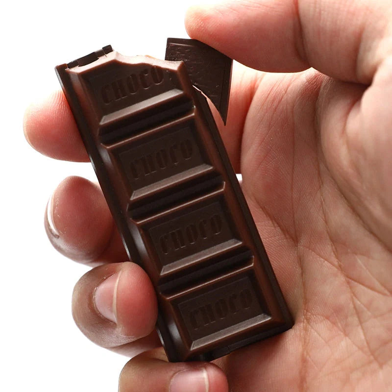 Chocolate-shaped torch lighter with bright colours and butane refill