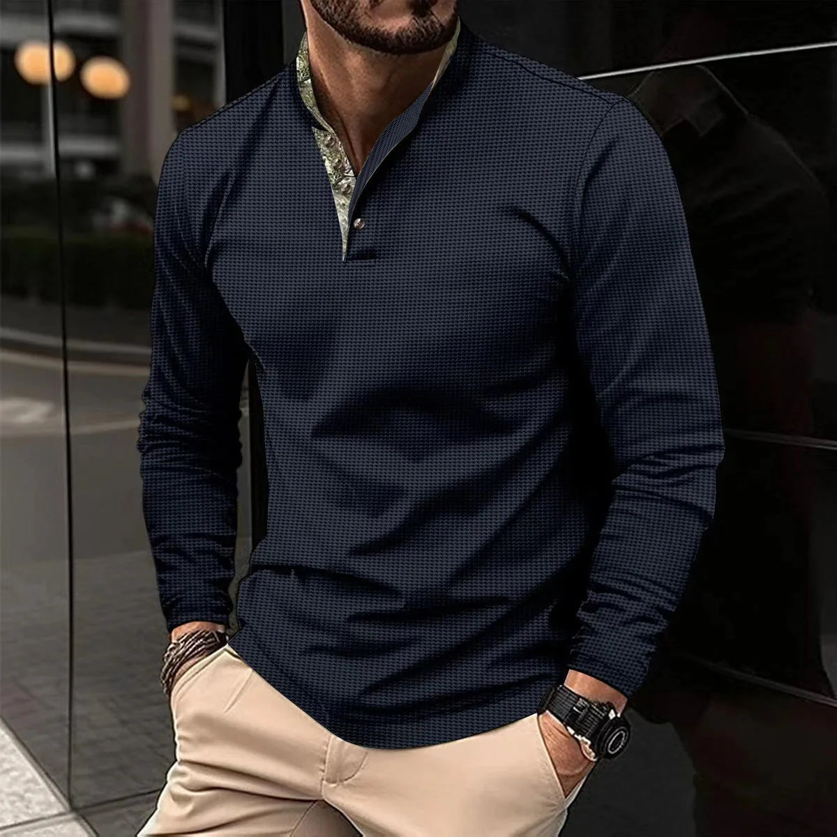 Men's stylish double layer lapel polo shirt in various colours