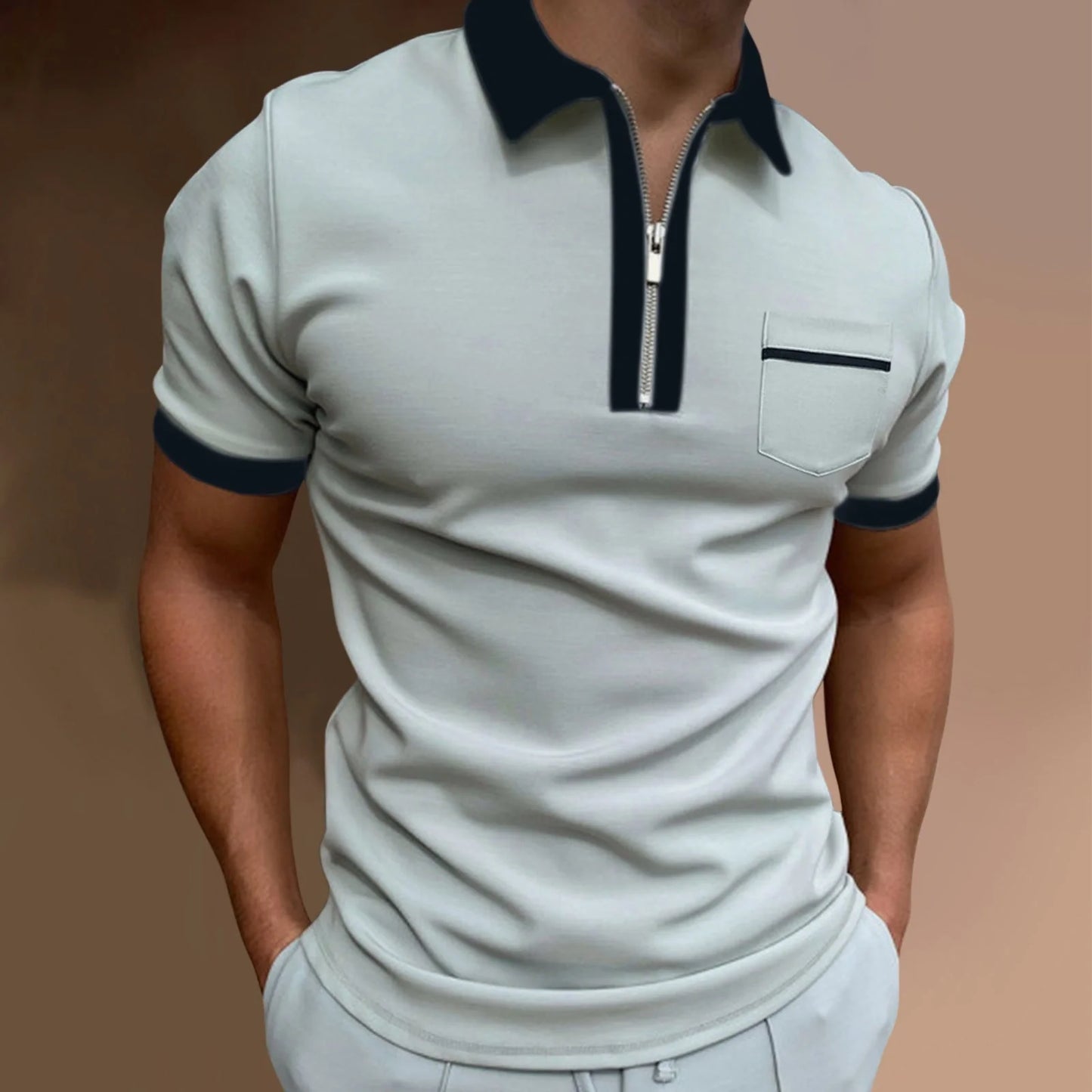 Men's lapel slim pocket T-shirt in various colours and sizes