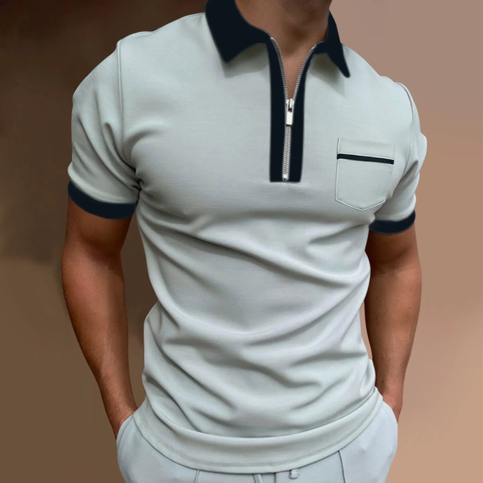 Men's lapel slim pocket T-shirt in various colours and sizes