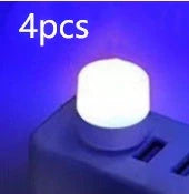 Compact USB LED night light with soft glow for reading and sleep