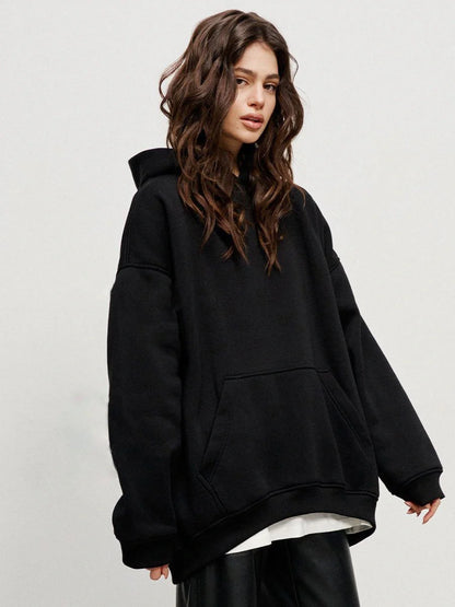 Cosy, oversized boyfriend-style polar fleece hooded jumper in a variety of classic colours