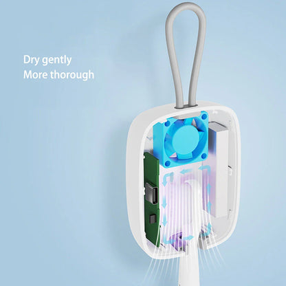 Premium UV sterilising electric toothbrush holder in green, pink, and white colours with built-in drying fan for sanitised and dry toothbrushes