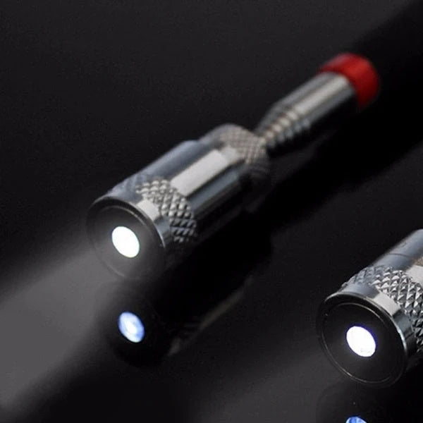 LED Magnetic Pick Up Tool with telescopic extension and LED light for retrieving small metal objects