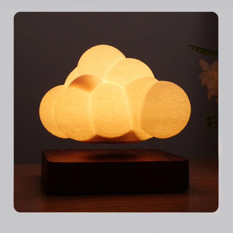 Magnetic Levitation Cloud Lamp with 3D-printed design floating above base