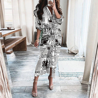 A beautiful floral wrap dress with lace-up detailing, featuring a deep V-neck and full-length skirt for a flattering, elegant look.