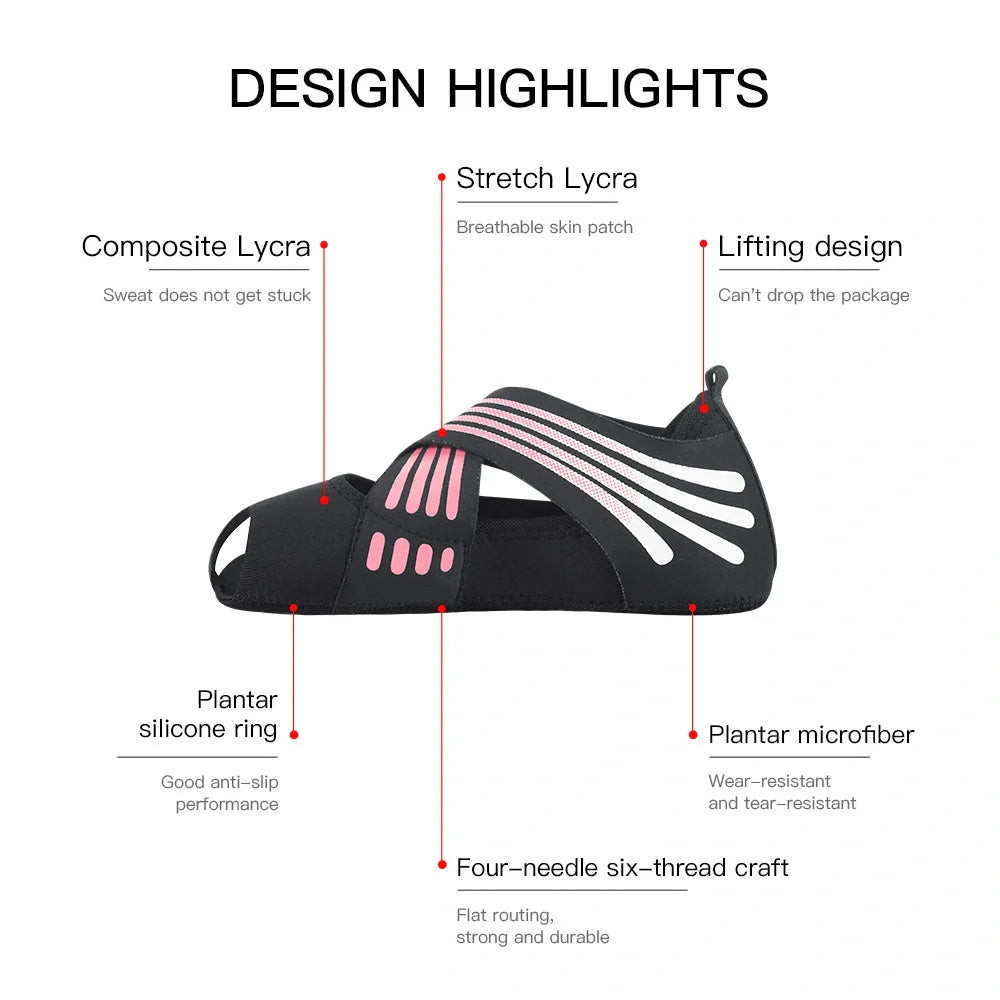 Professional Non-slip Gym Yoga Shoes in black, green, and rose red with anti-slip silicone sole