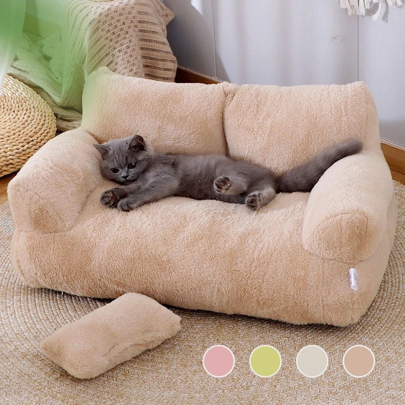 Cozy and comfortable pet lounger with plush backrest, non-slip bottom, and moisture-resistant design for cats and small dogs
