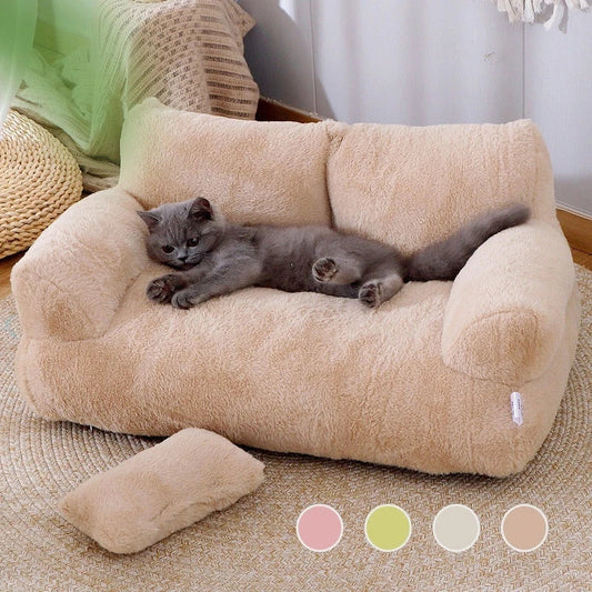 Cozy and comfortable pet lounger with plush backrest, non-slip bottom, and moisture-resistant design for cats and small dogs