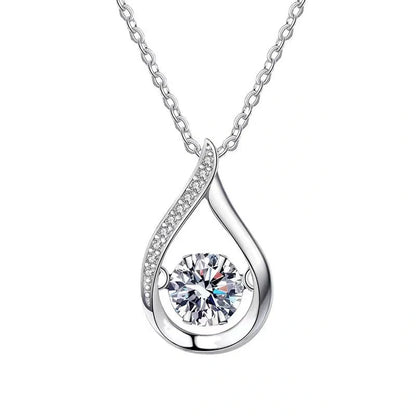 Elegant 925 silver drop-shaped necklace with white gold or moissanite finish