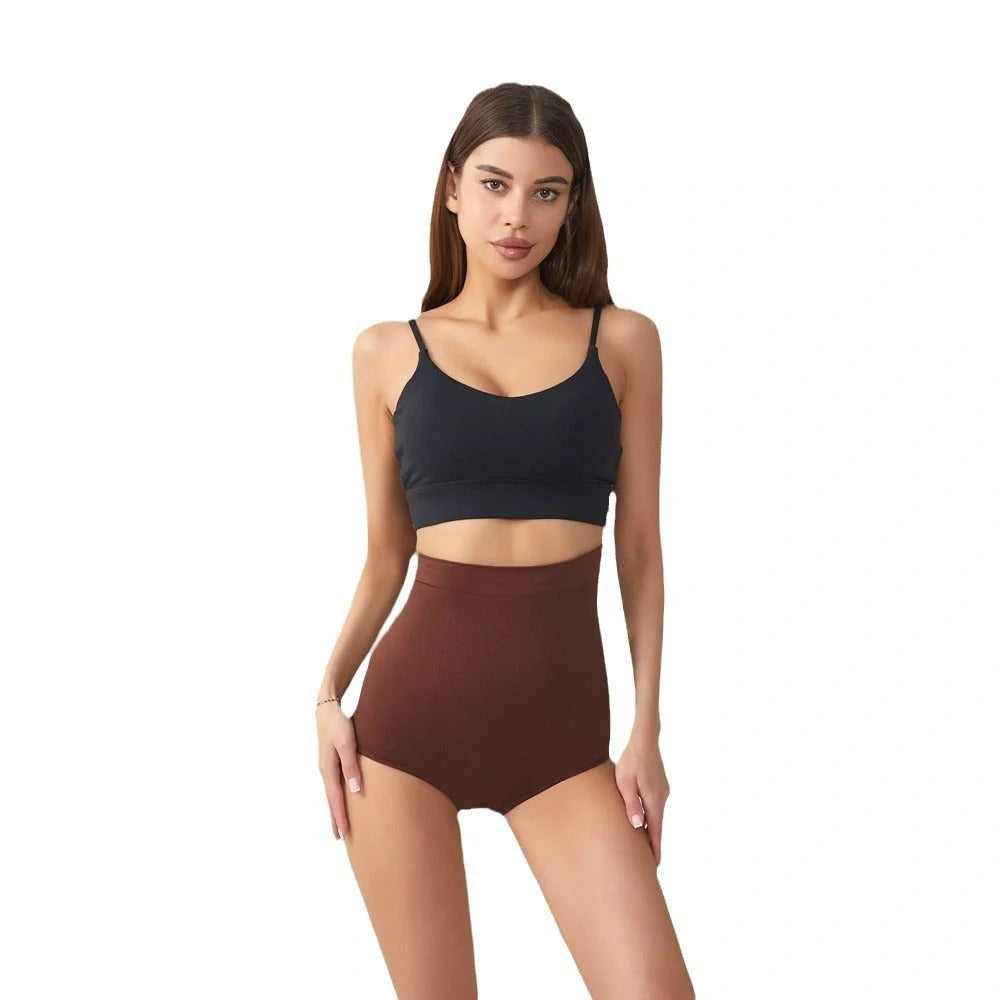 Seamless high waist plus size abdominal pants in black and skin color