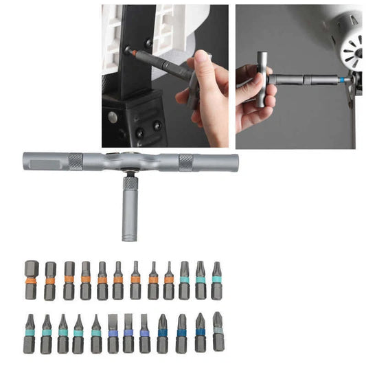 24-in-1 Ratchet Screwdriver Set with S2 alloy steel bits and compact handle
