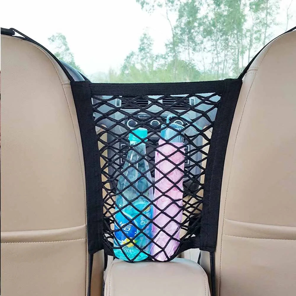 Elastic Car Pet Fence with black nylon mesh for secure pet isolation during travel