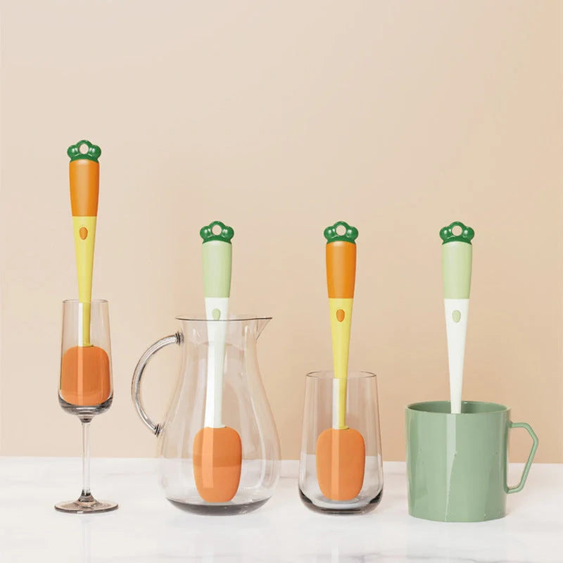 3-in-1 multifunctional cleaning brush set with carrot design for efficient kitchen cleaning