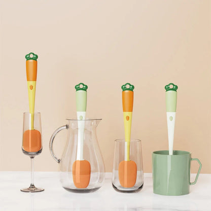 3-in-1 multifunctional cleaning brush set with carrot design for efficient kitchen cleaning