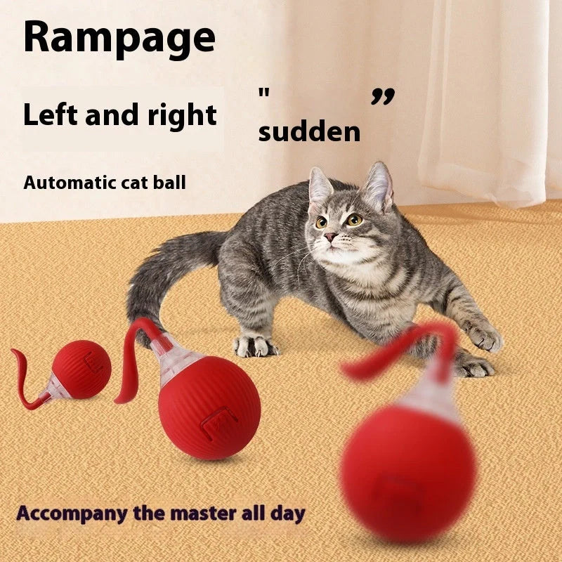 Interactive cat toy ball with premium drive mechanism, auto shut-off, and wake-up features for engaging feline playtime