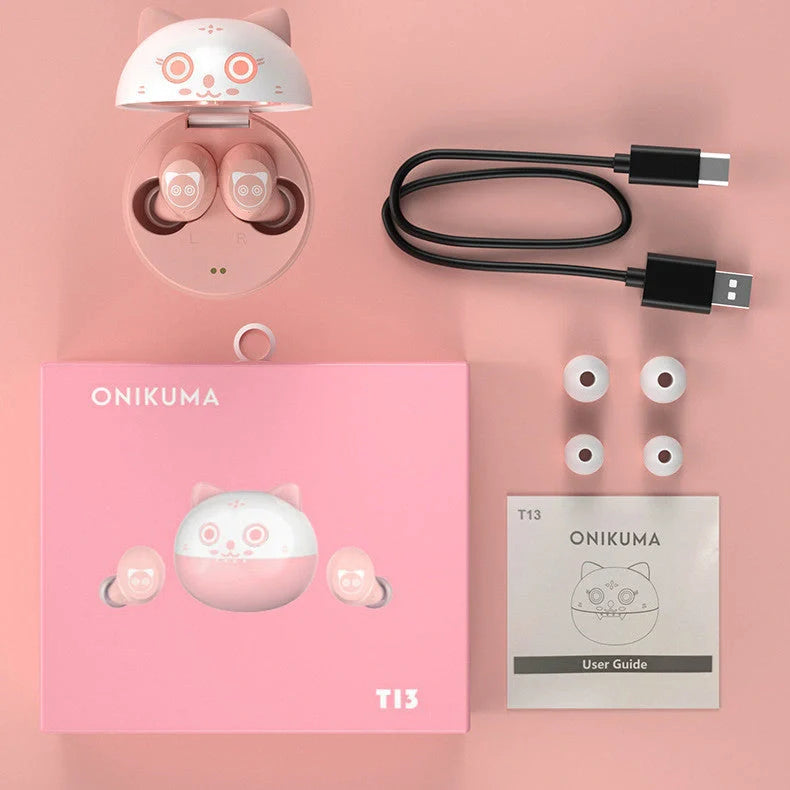 Pink wireless Bluetooth headset with rechargeable battery and stereo sound