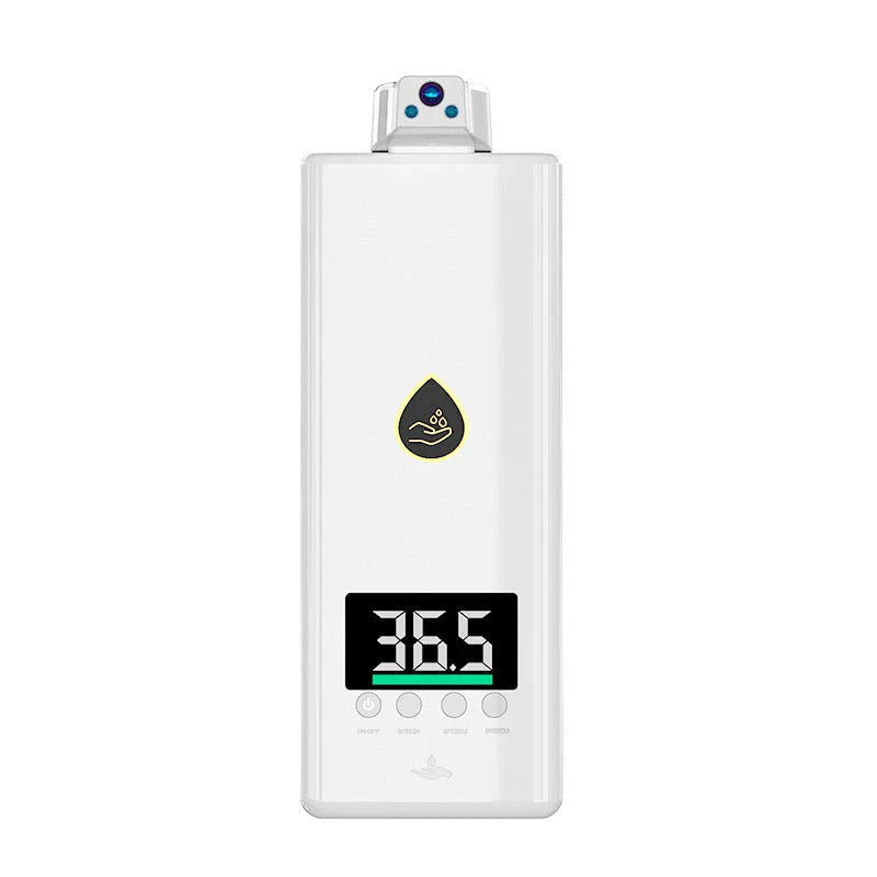 Premium disinfection soap dispenser with temperature monitoring - accurately measures body temperature and provides automatic hand sanitiser dispension for comprehensive hygiene solution