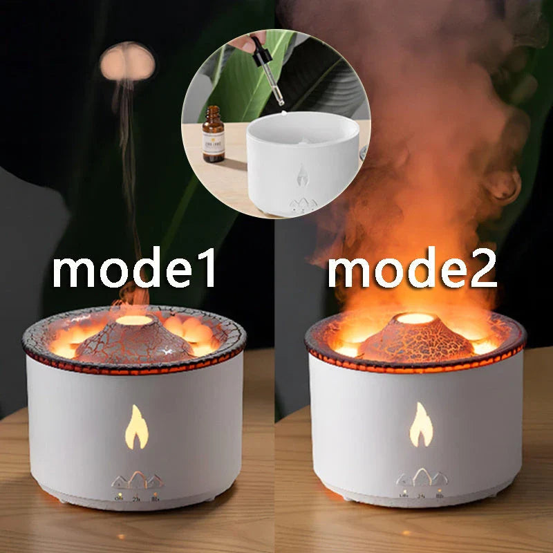 Ultrasonic Essential Oil Diffuser with Relaxing Flame and Jellyfish Smoke Ring Effects