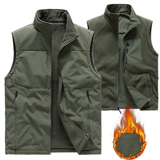 Men's double-sided fleece winter vest in various colours