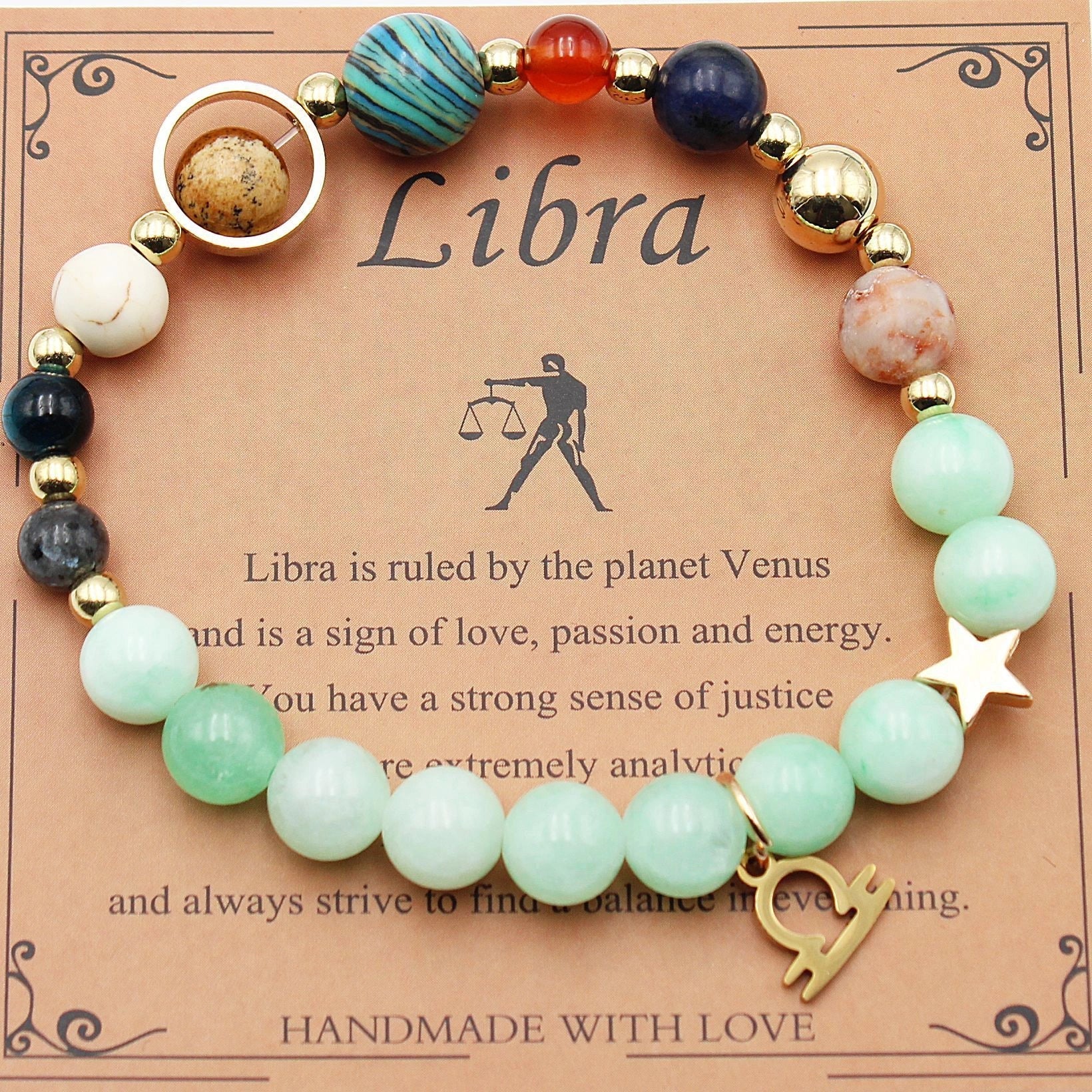 Morgan Stone Beaded Bracelet with twelve constellation designs