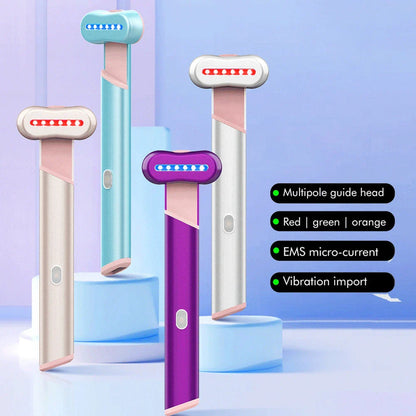 Rejuvenating eye massager with microcurrent, red light therapy, and vibration for youthful, radiant skin