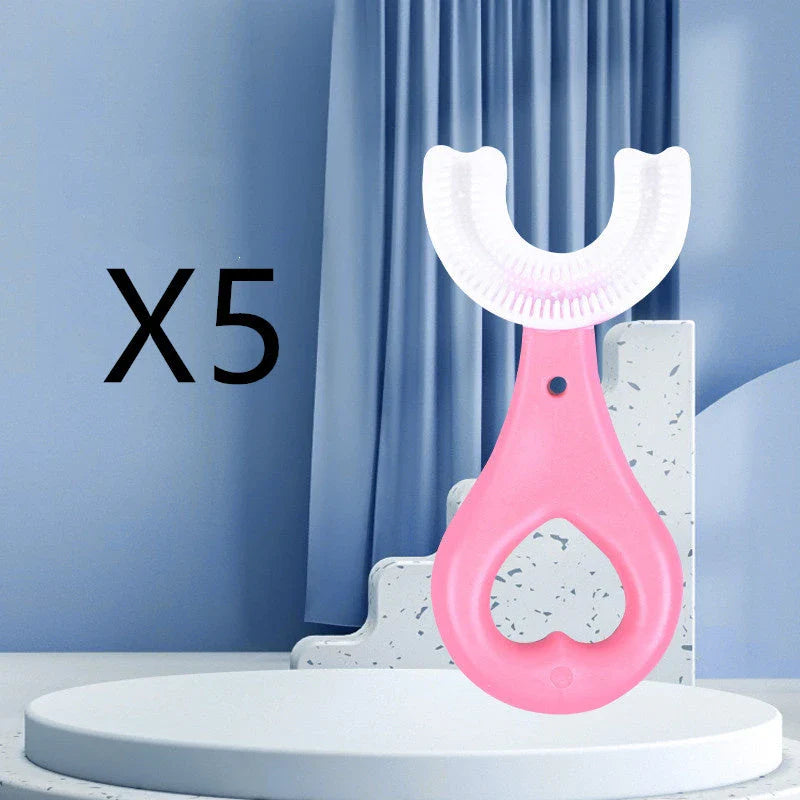 Soft, U-Shaped Children's Toothbrush in Various Vibrant Colors Made of Food-Grade Rubber