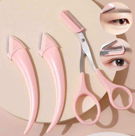 Stainless steel eyebrow trimming knife with comb for precise grooming
