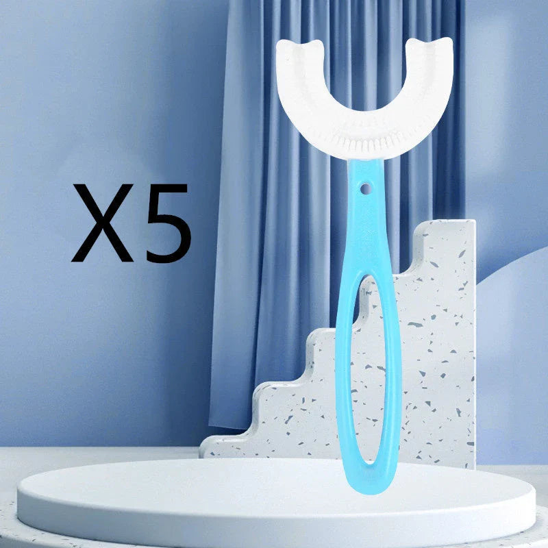 Soft, U-Shaped Children's Toothbrush in Various Vibrant Colors Made of Food-Grade Rubber