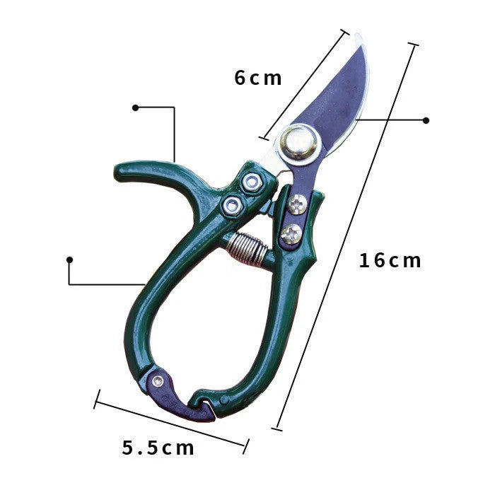 Multifunctional garden scissors with safety buckle and stainless steel spring for durable pruning