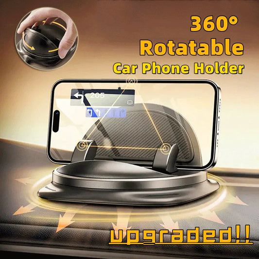 Secure Car Phone Mount with Reusable Silicone Pad for Dashboard, Adjustable 360-degree Rotation, Magnetic Charging Cable