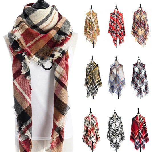 Luxury plus-sized double-sided cashmere-like scarf shawl in various colors