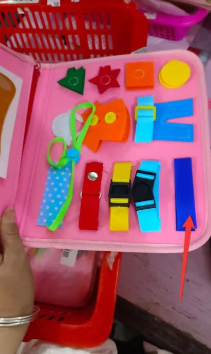 Children's felt busy board for dressing and buttoning skills development