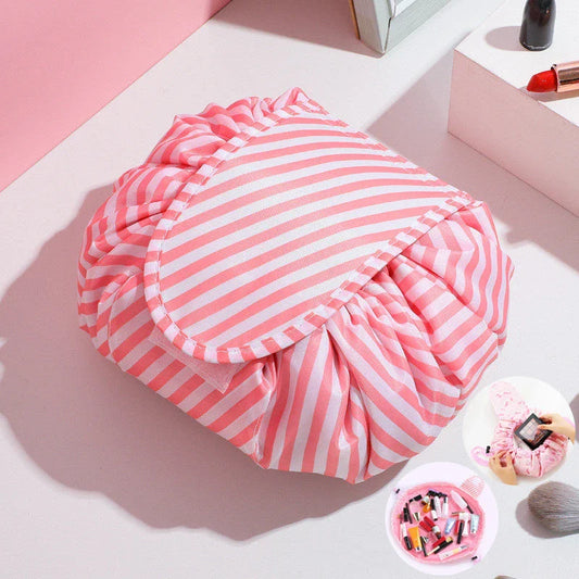 Stylish and practical cosmetic bag with multiple color and pattern options, featuring a drawstring closure and roomy interior for easy organization during travel.
