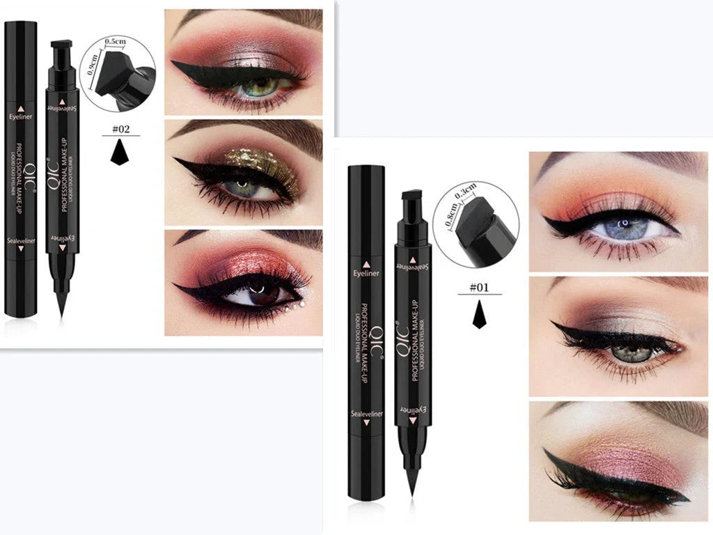Double-headed wing seal eyeliner with carbon black formula for smudge-proof application