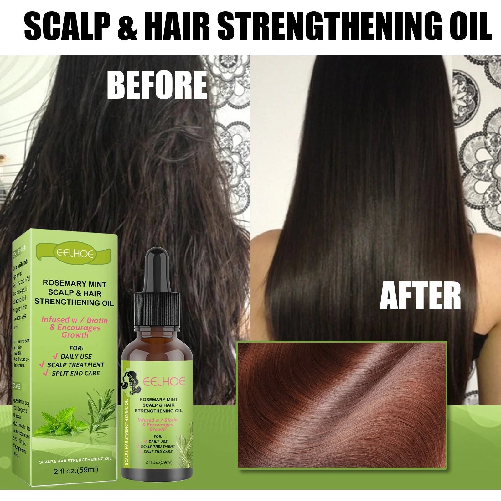 Rejuvenating Rosemary & Mint Hair Growth Serum - Nourishing formula to promote healthy scalp and stimulate hair regeneration