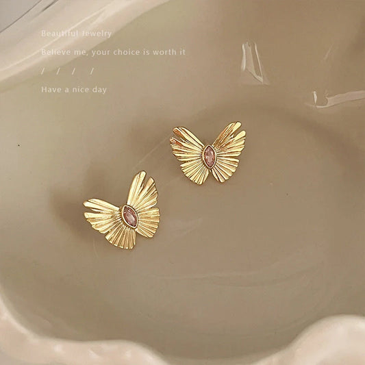 Retro Hong Kong style elegant alloy ear studs for women