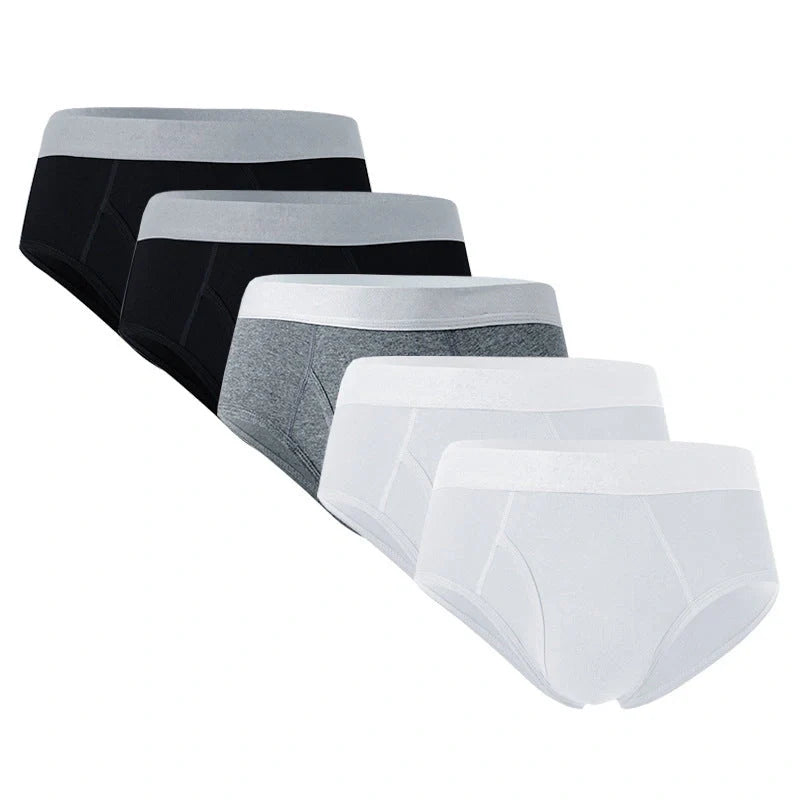 Men's summer cotton triangle pants in black, dark grey, and white