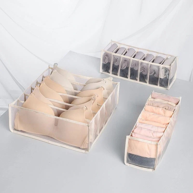 Drawer Type Finishing Grid Underwear Closet Storage Box in various colours
